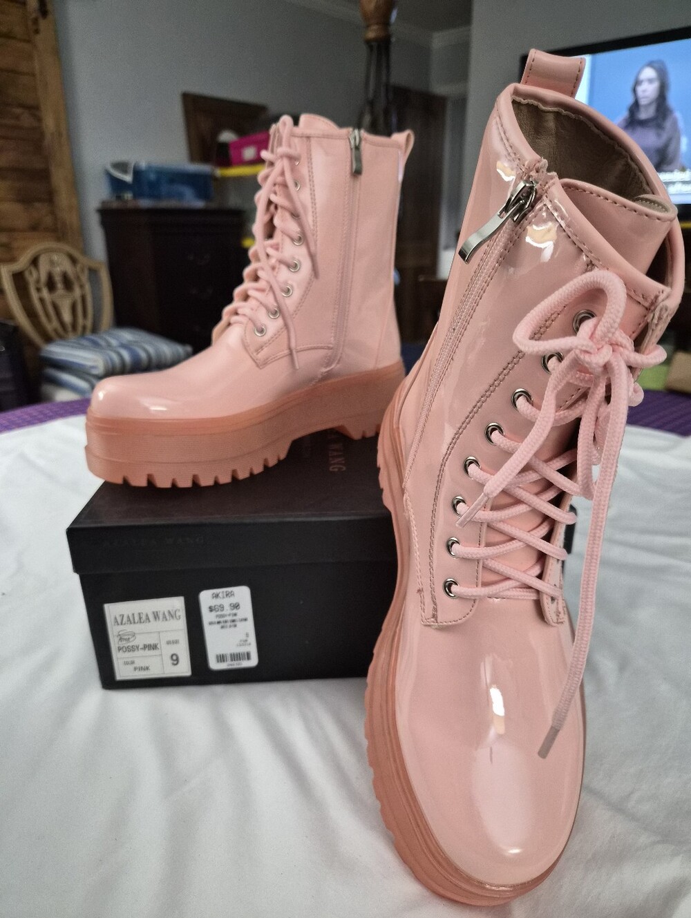 Azalea Wang Possy Pink Platform Boots